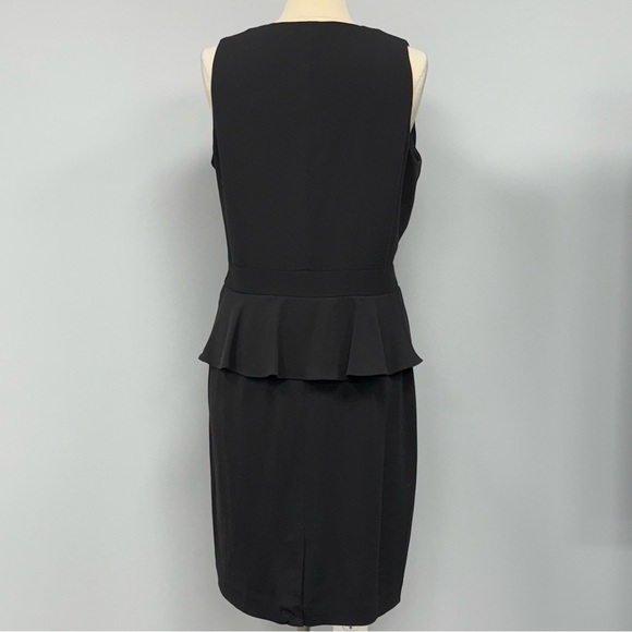 NWT Lauren Ralph Lauren Little Black Dress Women’s 14 Peplum Sheath Surplice LBD - Picture 2 of 11